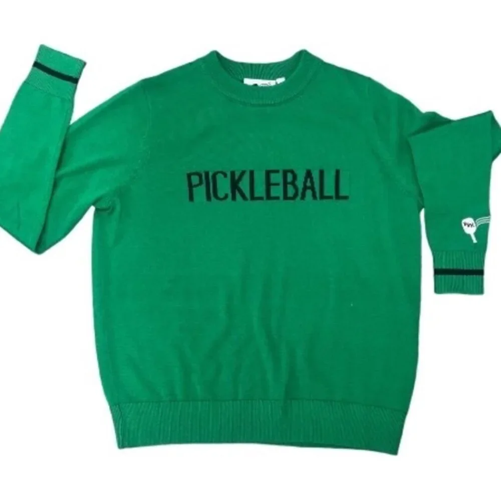 NWT Pickleball Sweater Kelly Green with Navy Lettering Size Small